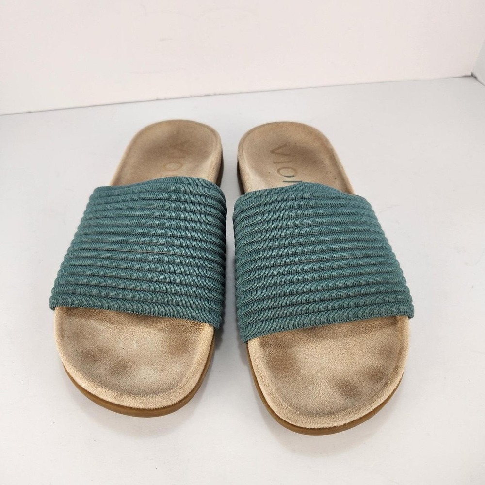 Vionic Teal Ribbed Slide Sandals - Picture 5 of 6